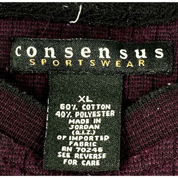 Consensus Sweater Sweatshirt Purple Ribbed V-Neck XL Mens Pullover Cotton Preppy - Picture 4 of 12